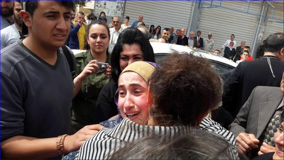 Miriam David Talya arrives in Tel Tamar, Syria, After being released by ISIS yesterday. ( ACERO)